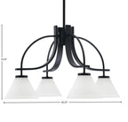 Cavella Four Light Chandelier in Matte Black with 7" White Muslin Shade