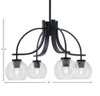 Cavella Four Light Chandelier in Matte Black with 5.75" Clear Bubble Shade