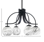 Cavella Four Light Chandelier in Matte Black with 5.75" Onyx Swirl Shade