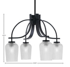 Cavella Four Light Chandelier in Matte Black with 5" Clear Textured Shade