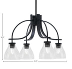 Cavella Four Light Chandelier in Matte Black with 6.25" Clear Bubble Shade