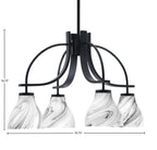 Cavella Four Light Chandelier in Matte Black with 6.25" Onyx Swirl Shade