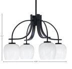 Cavella Four Light Chandelier in Matte Black with 6" White Marble Shade