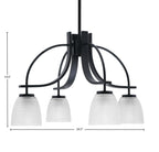Cavella Four Light Chandelier in Matte Black with 5" Clear Ribbed Shade