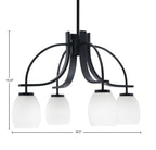 Cavella Four Light Chandelier in Matte Black with 5" White Linen Shade