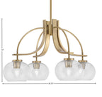 Cavella Four Light Chandelier in New Age Brass with 7" Clear Bubble Shade