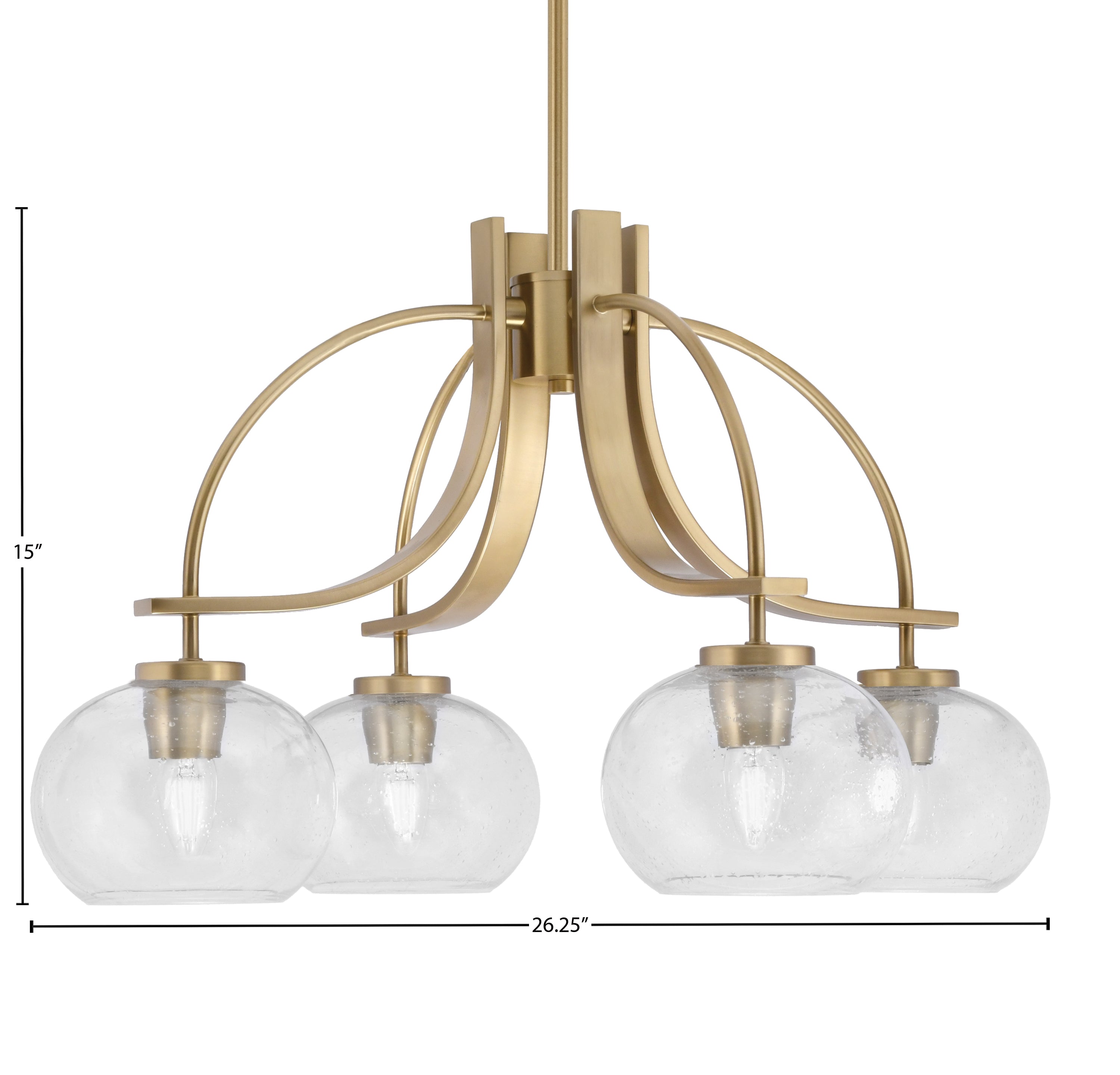 Cavella Four Light Chandelier in New Age Brass with 7" Clear Bubble Shade