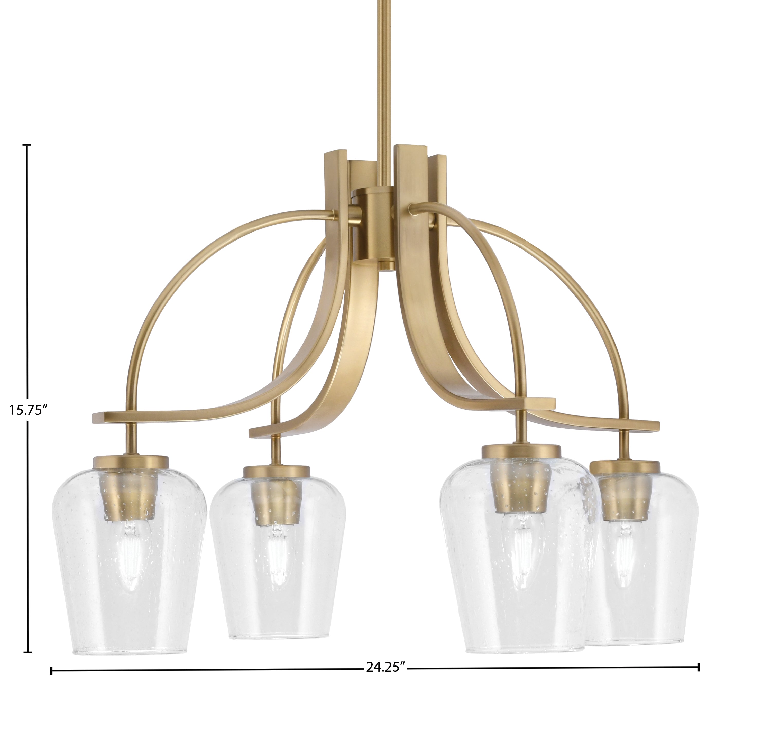 Cavella Four Light Chandelier in New Age Brass with 5" Clear Bubble Shade