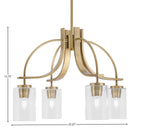 Cavella Four Light Chandelier in New Age Brass with 4" Clear Bubble Shade