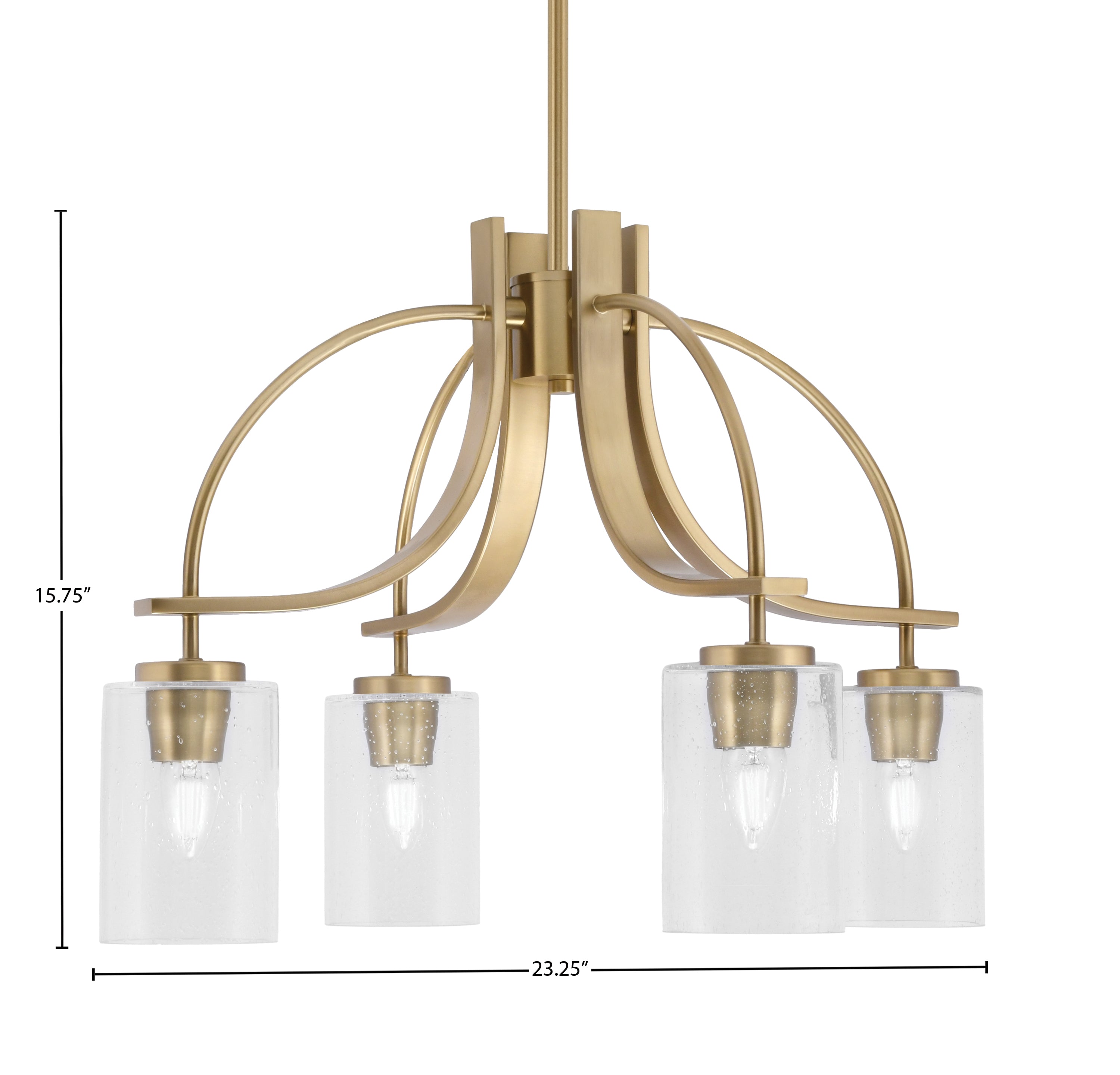 Cavella Four Light Chandelier in New Age Brass with 4" Clear Bubble Shade