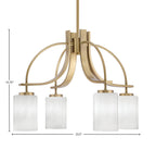 Cavella Four Light Chandelier in New Age Brass with 4" White Marble Shade