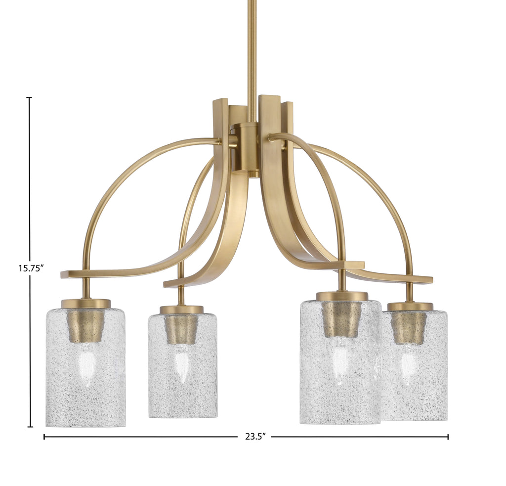 Cavella Four Light Chandelier in New Age Brass with 4" Smoke Bubble Shade