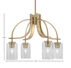 Cavella Four Light Chandelier in New Age Brass with 4" Smoke Bubble Shade