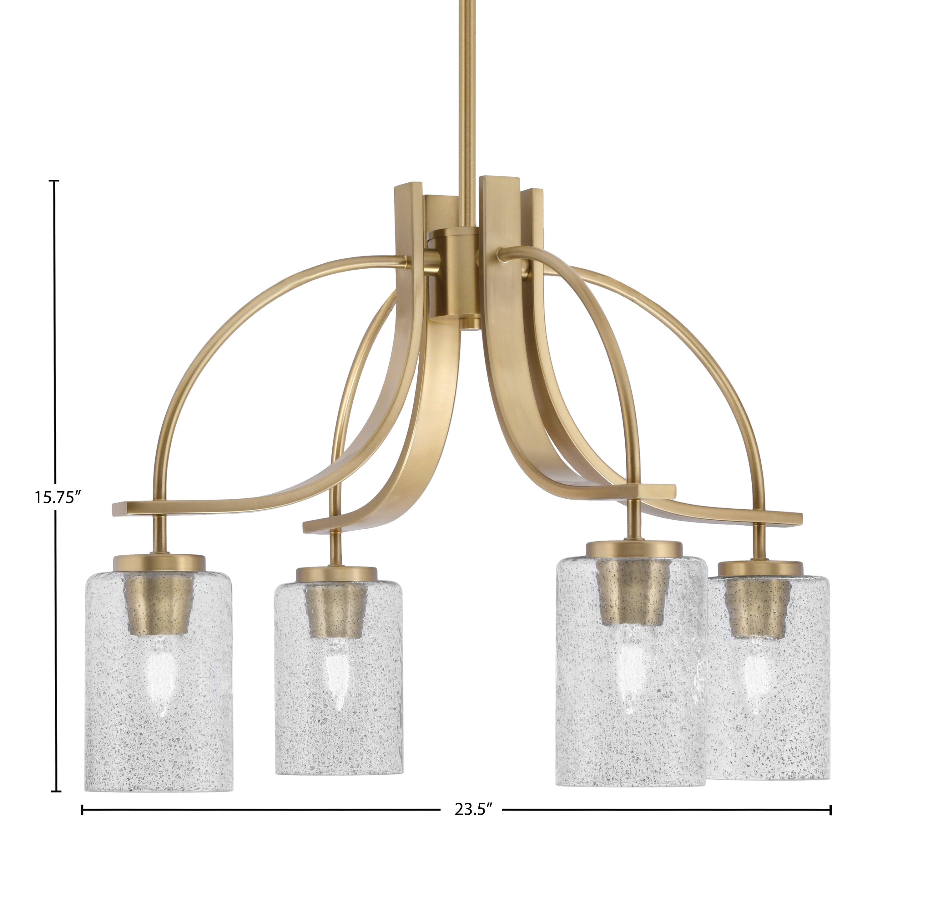 Cavella Four Light Chandelier in New Age Brass with 4" Smoke Bubble Shade