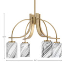 Cavella Four Light Chandelier in New Age Brass with 4" Onyx Swirl Shade