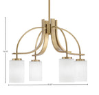 Cavella Four Light Chandelier in New Age Brass with 4" White Muslin Shade