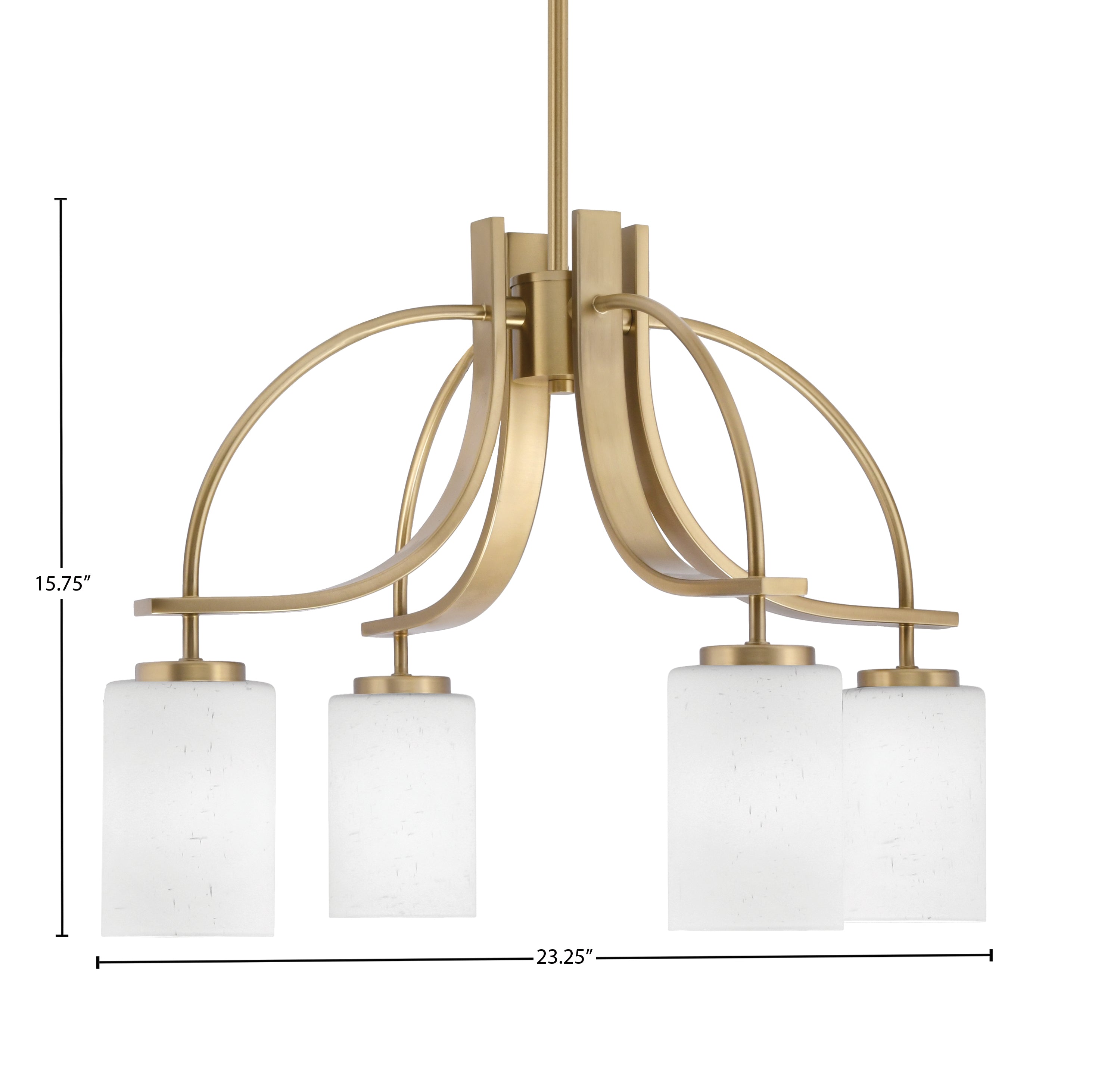 Cavella Four Light Chandelier in New Age Brass with 4" White Muslin Shade