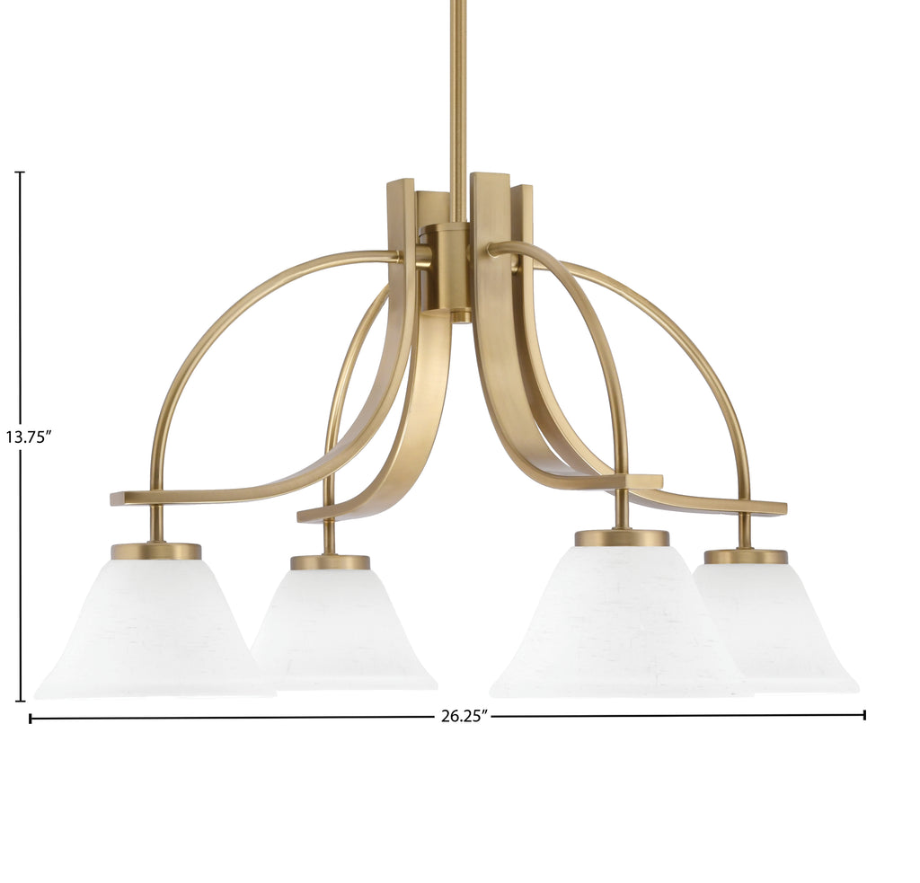 Cavella Four Light Chandelier in New Age Brass with 7" White Muslin Shade