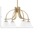 Cavella Four Light Chandelier in New Age Brass with 7" White Muslin Shade