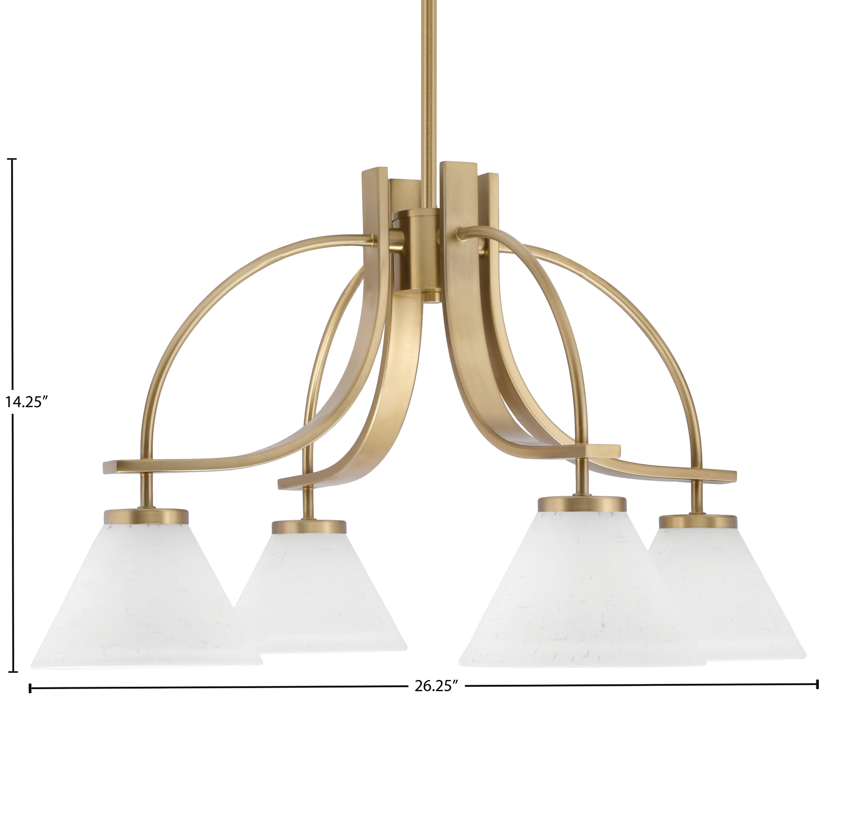 Cavella Four Light Chandelier in New Age Brass with 7" White Muslin Shade