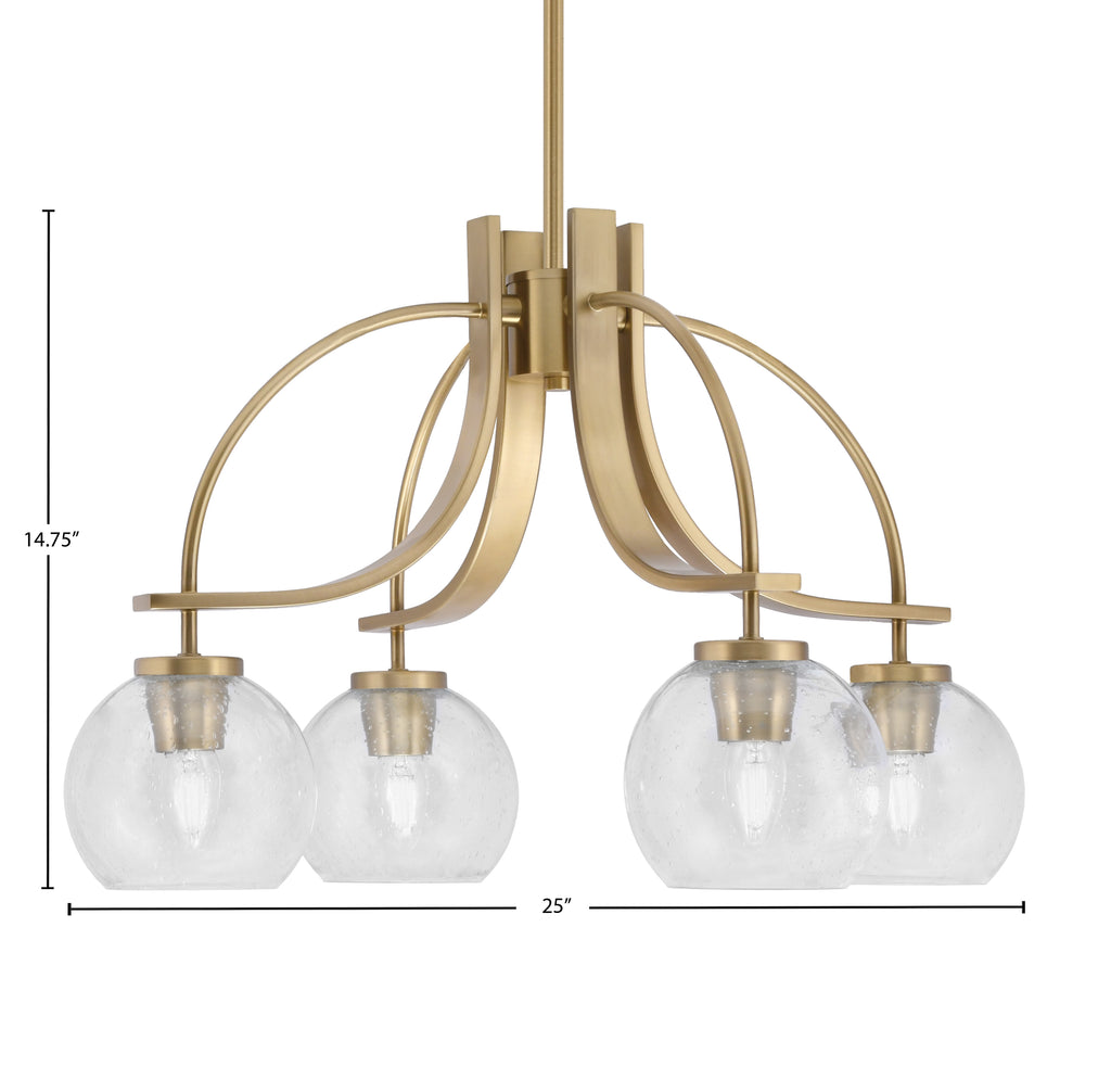 Cavella Four Light Chandelier in New Age Brass with 5.75" Clear Bubble Shade
