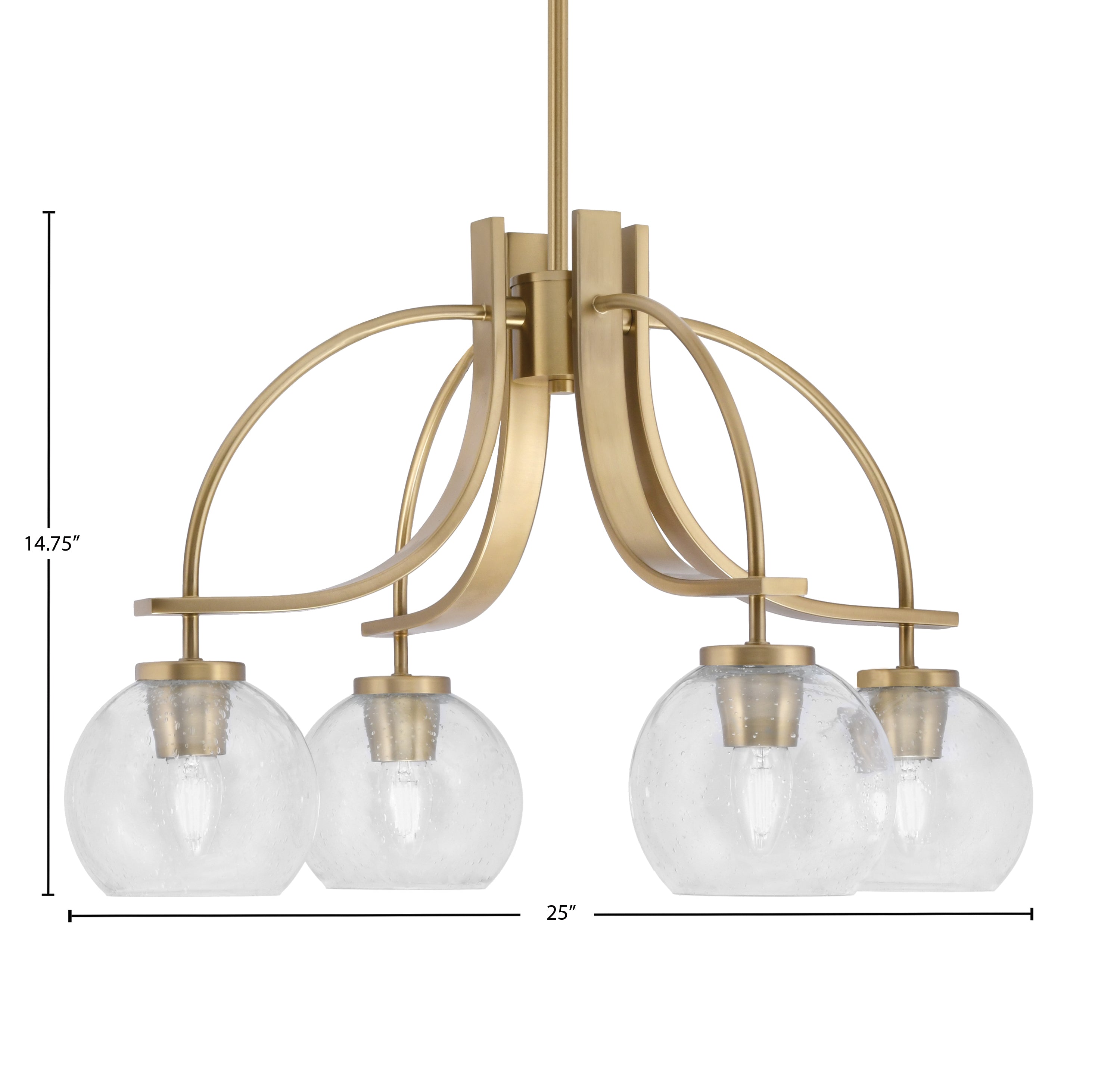 Cavella Four Light Chandelier in New Age Brass with 5.75" Clear Bubble Shade
