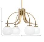 Cavella Four Light Chandelier in New Age Brass with 5.75" White Marble Shade