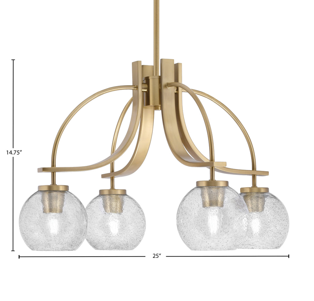 Cavella Four Light Chandelier in New Age Brass with 5.75" Smoke Bubble Shade