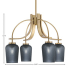 Cavella Four Light Chandelier in New Age Brass with 5" Smoke Textured Shade