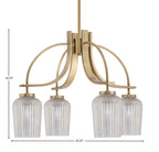 Cavella Four Light Chandelier in New Age Brass with 5" Silver Textured Shade