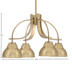 Cavella Four Light Chandelier in New Age Brass with 7" New Age Brass Double Bubble Metal Shade