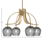 Cavella Four Light Chandelier in New Age Brass with 6" Smoke Textured Shade