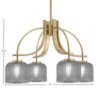 Cavella Four Light Chandelier in New Age Brass with 6" Smoke Textured Shade