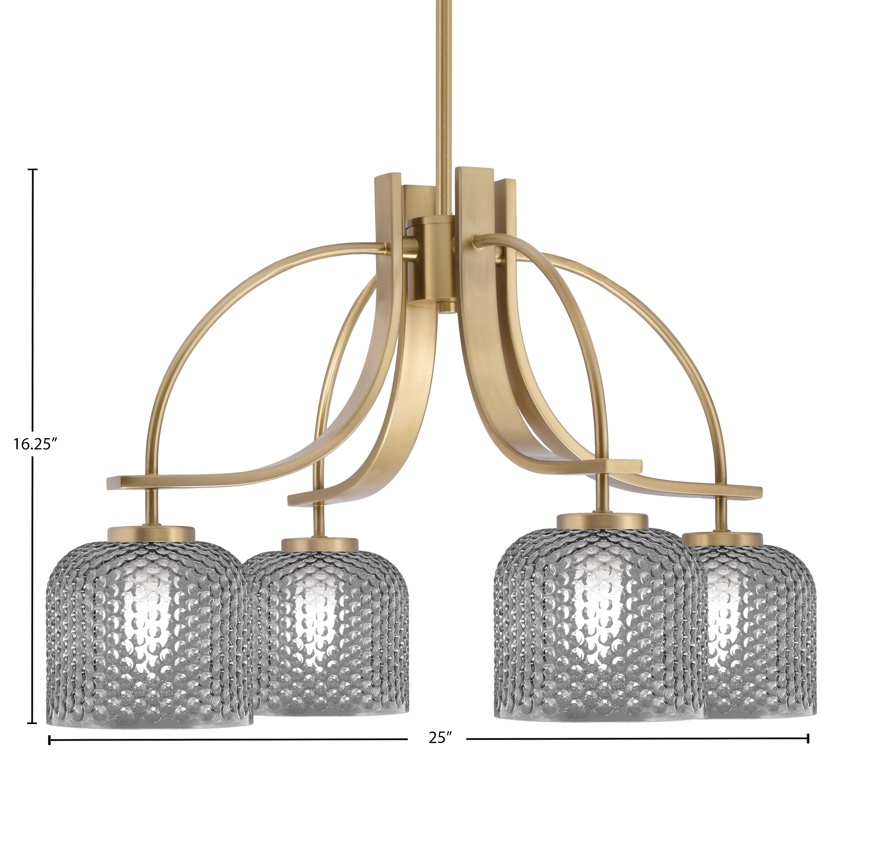 Cavella Four Light Chandelier in New Age Brass with 6" Smoke Textured Shade