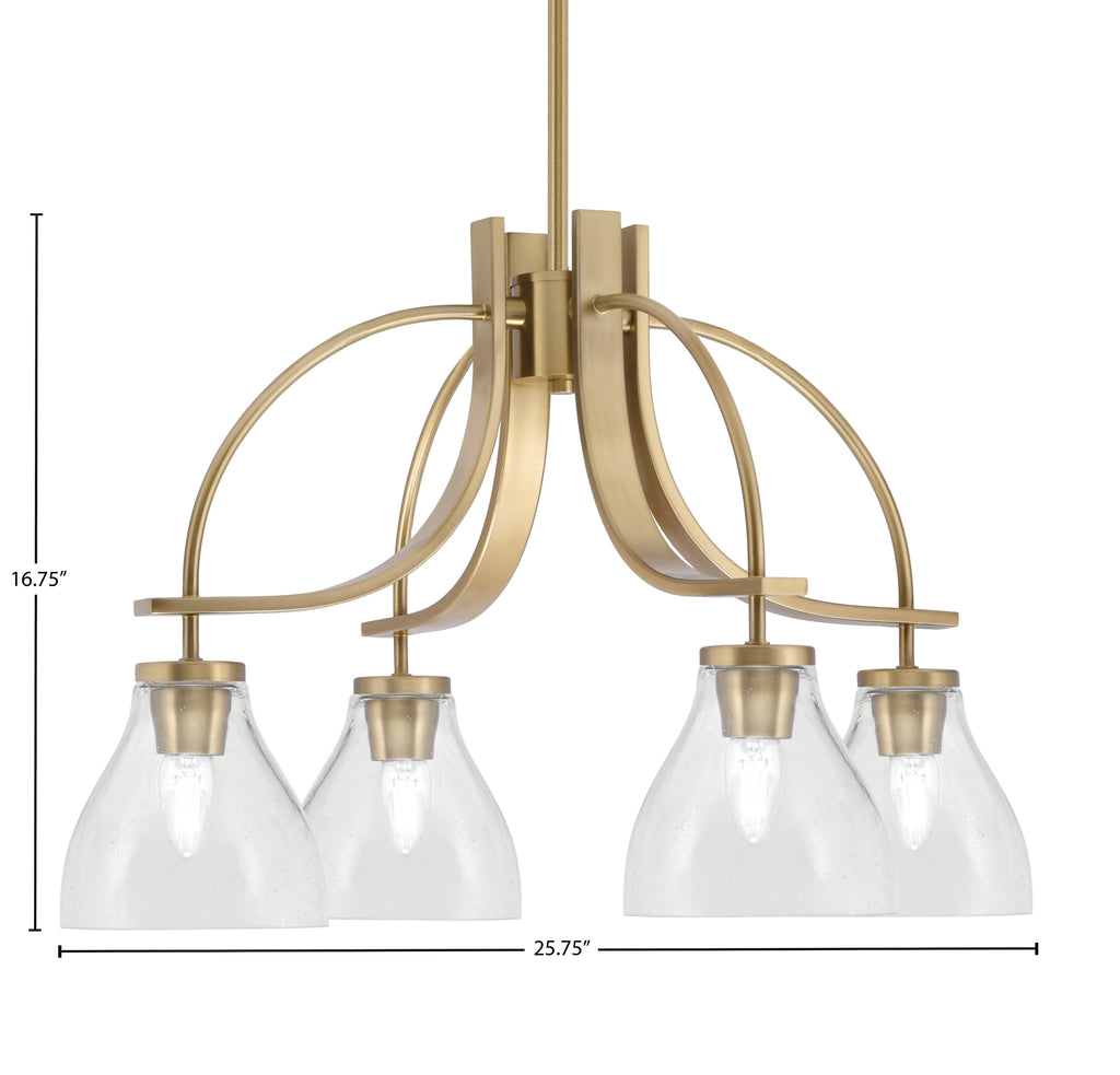 Cavella Four Light Chandelier in New Age Brass with 6.25" Clear Bubble Shade