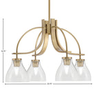 Cavella Four Light Chandelier in New Age Brass with 6.25" Clear Bubble Shade