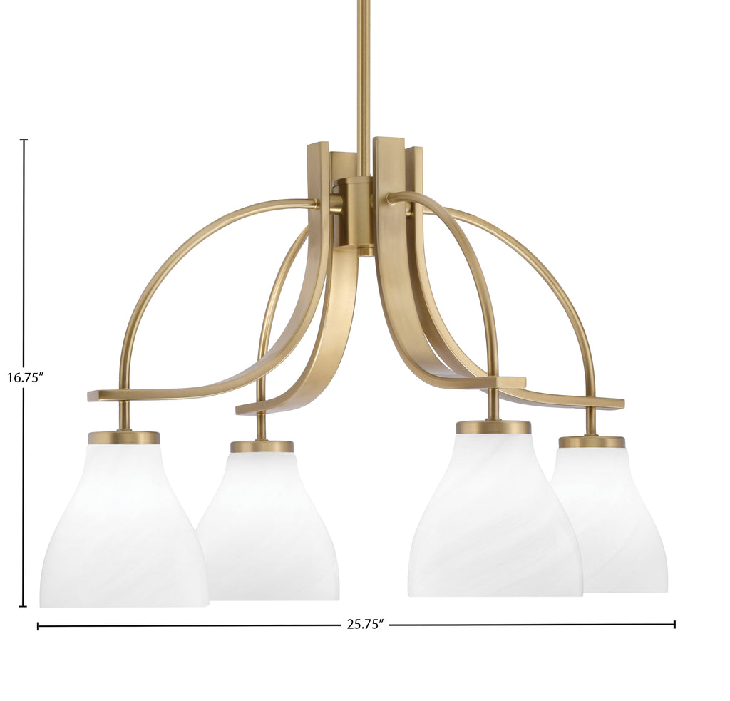 Cavella Four Light Chandelier in New Age Brass with 6.25" White Marble Shade