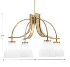 Cavella Four Light Chandelier in New Age Brass with 6.25" White Marble Shade