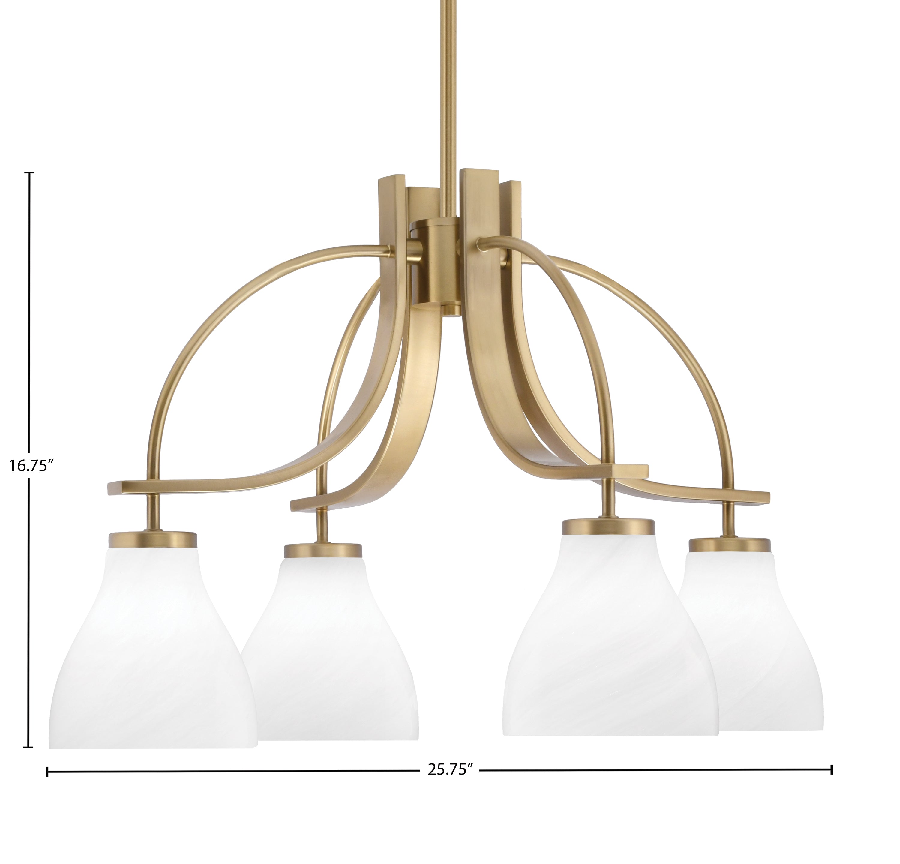 Cavella Four Light Chandelier in New Age Brass with 6.25" White Marble Shade