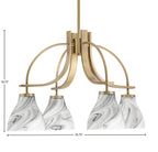 Cavella Four Light Chandelier in New Age Brass with 6.25" Onyx Swirl Shade