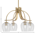 Cavella Four Light Chandelier in New Age Brass with 6" Clear Bubble Shade