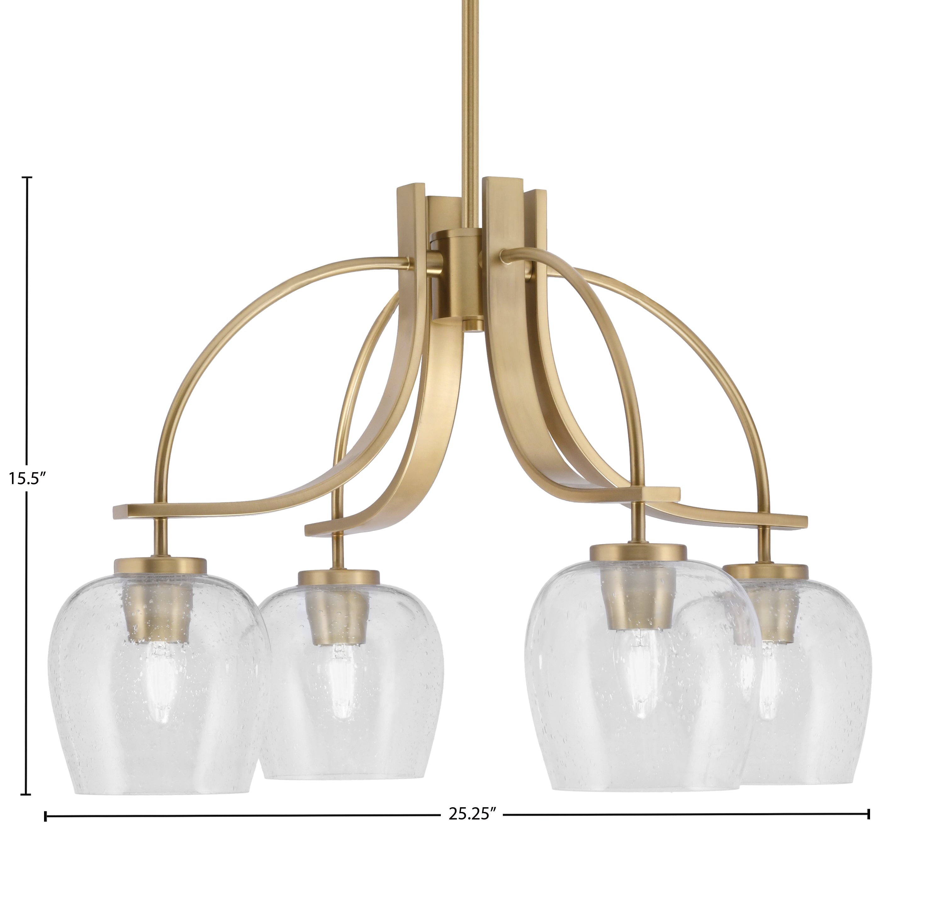 Cavella Four Light Chandelier in New Age Brass with 6" Clear Bubble Shade