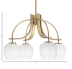 Cavella Four Light Chandelier in New Age Brass with 6" White Marble Shade