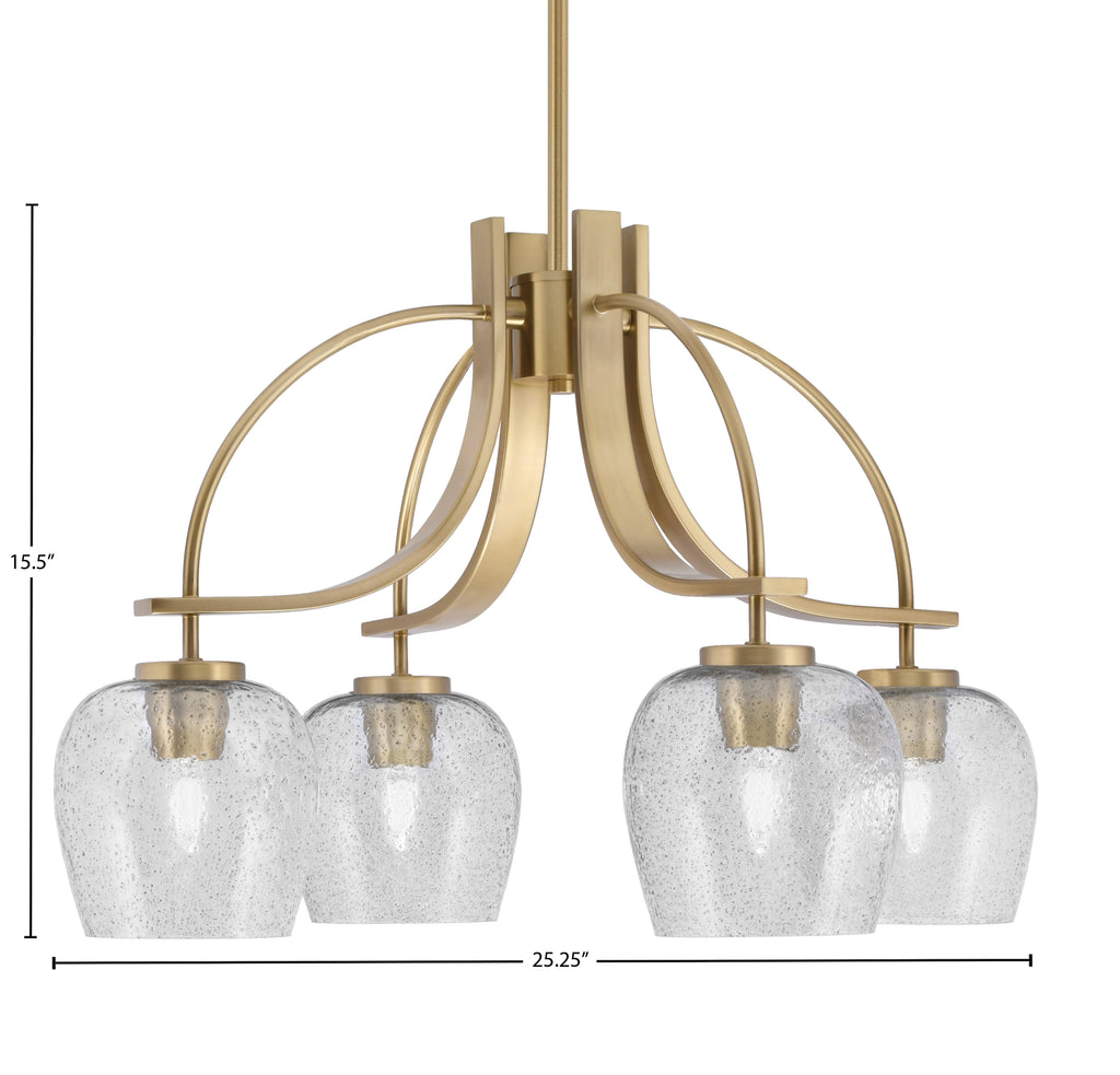 Cavella Four Light Chandelier in New Age Brass with 6" Smoke Bubble Shade
