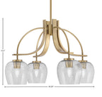 Cavella Four Light Chandelier in New Age Brass with 6" Smoke Bubble Shade