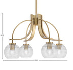 Cavella Four Light Chandelier in New Age Brass with 6" Clear Ribbed Shade