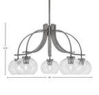 Cavella Five Light Chandelier in Graphite with 7" Clear Bubble Shade