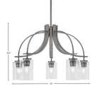 Cavella Five Light Chandelier in Graphite with 4" Clear Bubble Shade