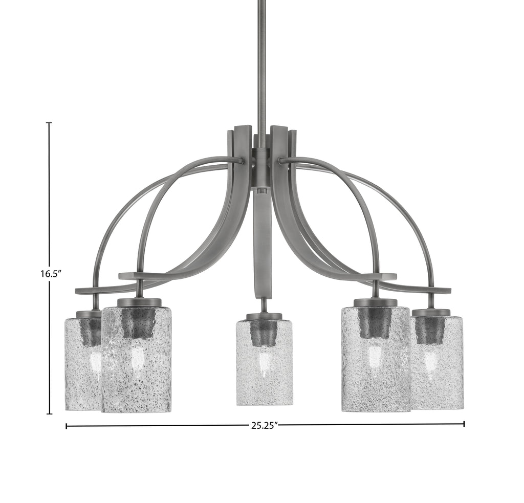 Cavella Five Light Chandelier in Graphite with 4" Smoke Bubble Shade