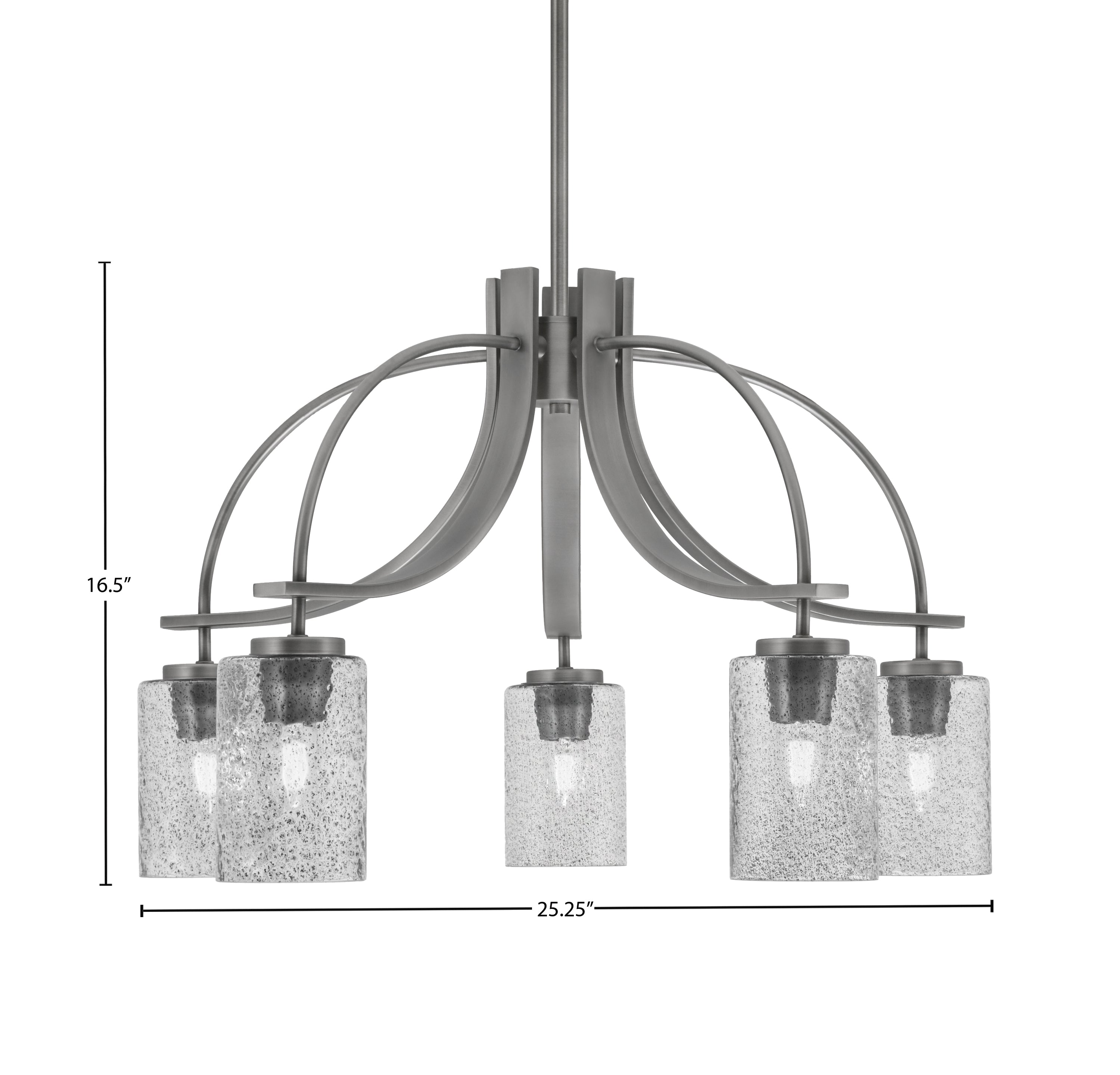 Cavella Five Light Chandelier in Graphite with 4" Smoke Bubble Shade